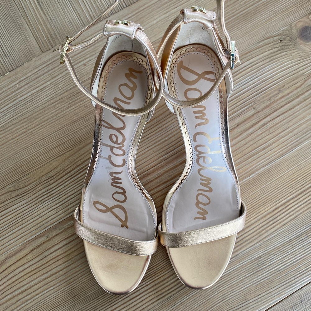 Sam Edelman Metallic Rose Gold Strappy Heeled Sandals